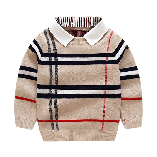 Warm Pullover Long Sleeve Plain Knitwear Sweater For Kids