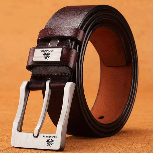 Genuine Leather For Men's High Quality Buckle Jeans Cowskin Casual Belts Business Cowboy Waistband Male Fashion