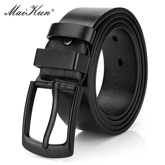 Maikun Men's Vintage Casual Belt Brown Black Pin Buckle Student Versatile Leather Wide Belt