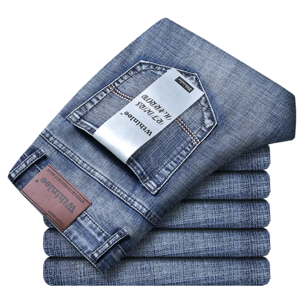 Wthinlee Business Casual Men's Jeans Straight Stretch Classic Blue Navy Blue Black Work Denim Trousers