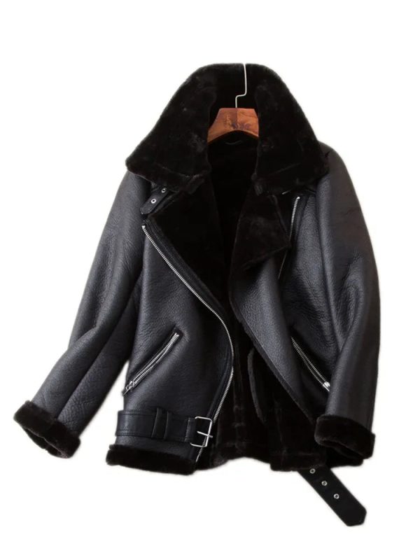 Ailegogo Faux Leather Winter Coats for Women