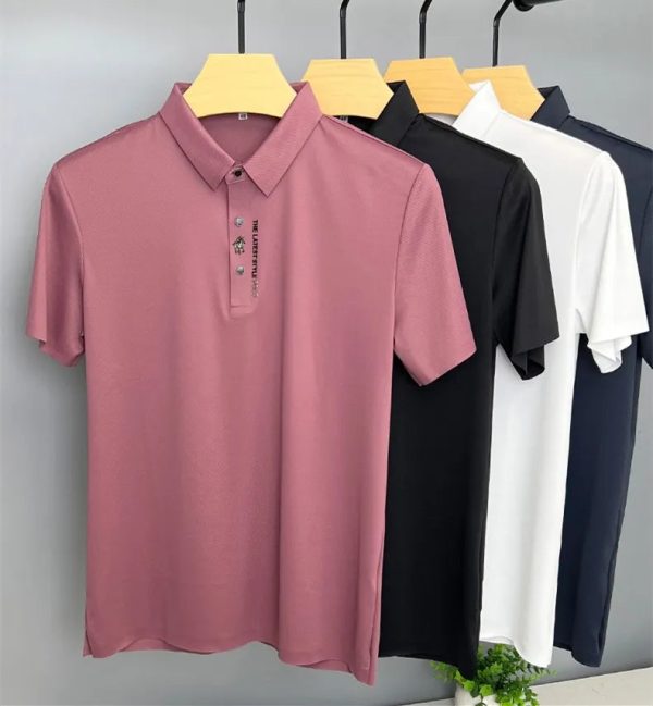 Casual Men's Polo Shirt with Ice Silk Fabric