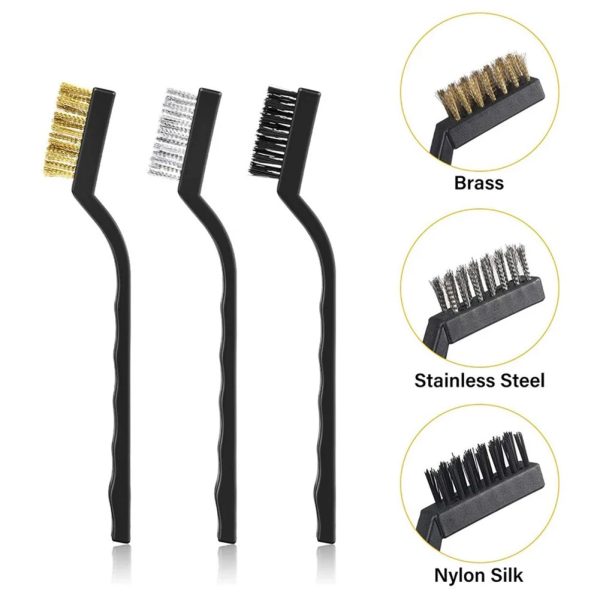 Complete Set of Mini Brass and Steel Wire Brush for Rust Removal and Cleaning