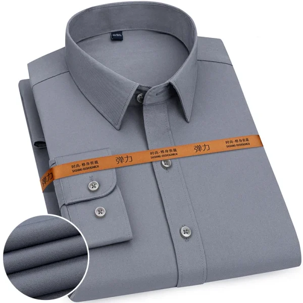 Men's Solid Color Long Sleeve Formal Dress Shirt
